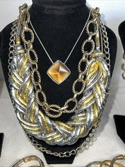 30 PC 90s Y2K Modernist Statement Jewelry Lot Mixed Metal Gold Silver Tone Chic