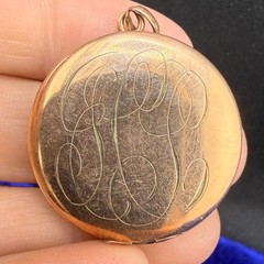 Vintage SKM Co. Gold Filled Locket Pendant Circle Engraved READ