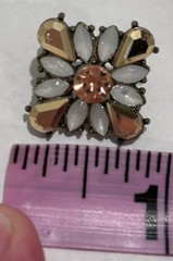 Vintage Costume Jewelry Necklace & Earring Set, Faux Fire Opal Onyx Rhinestone