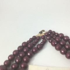 Vintage Triple Layered Plastic Round Faceted Purple Beaded Necklace Earrings
