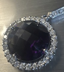 NWOT Pendant 925 Silver Stamped CZ’s Natural Amethyst Design Piece Dazzling!