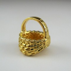 Gold Vermeil EGG BASKET Charm for Bracelet BROWN COUNTY Sterling Silver NEW Old