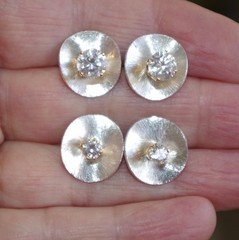 Diamond Cut White Gold 14mm Jackets For Earrings Use With Any Studs Create Look