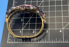 Vintage Husár D Czech Glass Rhinestone Bracelet – Pink Cabochon Statement Signed