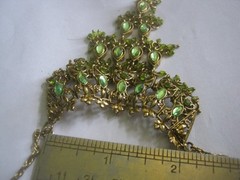 1990s BISOU BISOU Green Crystal Bib Necklace, 18″ w/ Pull, Compare @ $69 on Etsy