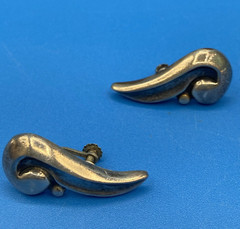 TAXCO EARRINGS vtg 1940s 1950s Screwback Sterling Silver AAR Antonio Reyna 11 gr