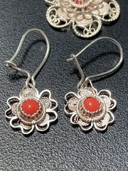Beautiful Vintage Filigree .900 Silver Flower Necklace & Earrings (D.N. Stamp)