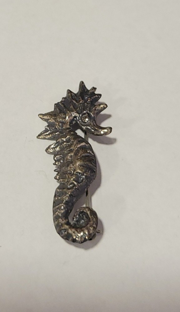 Vintage Sterling Silver Seahorse Small Brooch Pin