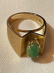 Vintage 14k Yellow Gold Nephrite Mid Century Ring Size 3.75 Weighs 6 Grams