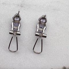 Vintage 925 Amethyst Pastel Half Hoop Earring Sterling Leverback Deco 4.3g