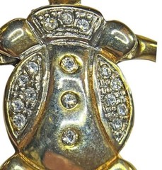 Mid-Century Articulating Rhinestone Jester Pendant Gold-Toned MCM