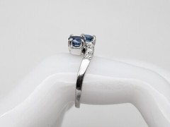 Vintage $6000 1.85ct NO HEAT Blue Sapphire Diamond 14k White Gold BYPASS Ring