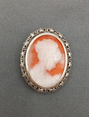 Vintage Glass Intaglio Cameo Sterling Silver 925 Brooch Pin 1.50″
