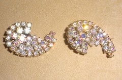 Juliana Climber Earrings in Aurora Borealis Stones in a Paisley Design by D & E