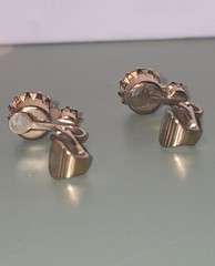 Vintage Rhinestone Clip On Earrings Lot of 2 Pairs Topaz Amber and Light Blue