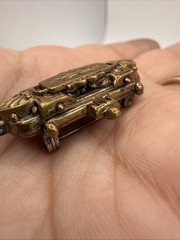 Antique Victorian Gold Tone Hinged Dress Clip Sash Clasp Ornate Brooch