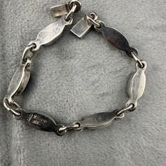 Vintage Taxco 950 Silver Bracelet Polished Stone 7”