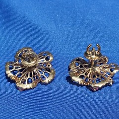 Original EARTH MINED DIAMOND Sapphire Ruby Deco Earrings Vintage SOLID 14K GOLD