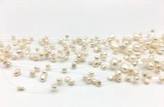 Floating Fresh Water White Pearls 3+ Strands ST Rhinestone Clasp 17″ Neckace