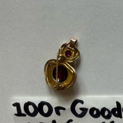 Vintage 14K Yellow Gold Rhodolite Garnet Spider Beetle Insect Brooch Pendant