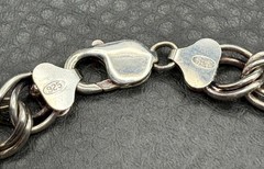 Marked Sterling 925 Italy Untested Double Link Chain Thick Heavy Chunky Bracelet