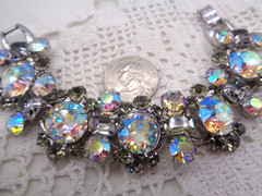Vintage JULIANA D&E AB Headlight & Gray Rhinestone BRACELET 5 Link