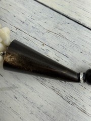 Vintage Tribal Bone Necklace Mother of Pearl Black Horn Statement Beaded 25 in