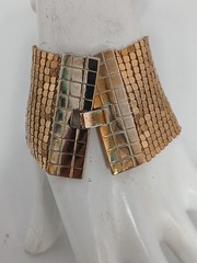 NOIR 1980s Gold Plated Wide Mesh Metal bracelet size 7 (read)