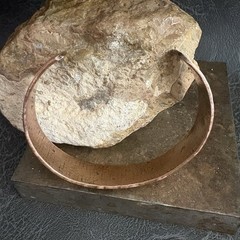 Brutalist Modernist Men’s Dimple Hammered Thick Pure Copper Cuff Bracelet Viking