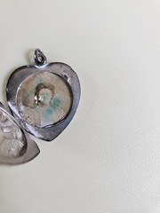 ​Antique Art Nouveau Sterling Silver Heart Locket, Webster Co. Repousse Lady Pro