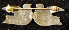 Vintage Margot De Taxco Sterling Silver Twin Dove Enamel Pin Brooch
