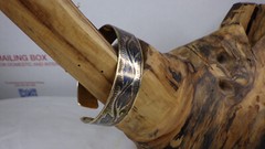 Rare Vintage Silver 875 Niello Bracelet Leaves Swirling Golden Patina Russia