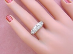 ANTIQUE ART DECO 1.35 ctw OLD DIAMOND PLATINUM 5-STONE COCKTAIL RING 1930 sz 5.5