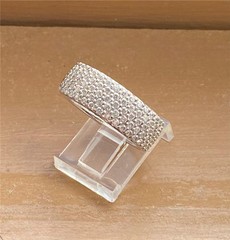 JSWJ Sterling Silver 5-Row Micro Pave Cubic Zirconia Wide Band Eternity Ring S.8