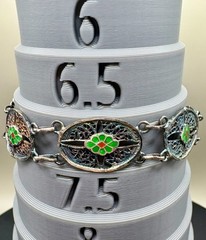 Vintage 835 Silver Enamel Filigree Panel Bracelet Green Floral European 10.65g