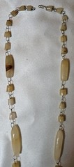 Vintage Carved Alabaster Stone Tribal Pendant Necklace