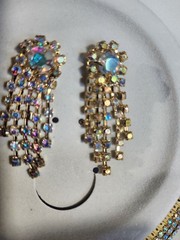 vintage aurora borealis set new/ neckless and earrings