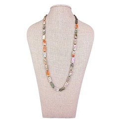 Les Bernard Womens Mother-Of-Pearl Gold-Tone Statement Necklace