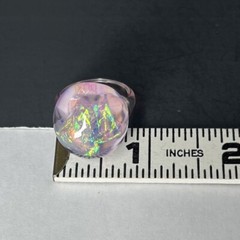 Pink Clear Lucite Dome Ring Size 7.75-8 Iridescent Opalescent Retro Moon Ring