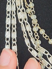 Vtg Art Deco Paper Clip Necklace 3 Strand Long Silver Layered Necklace Beauty