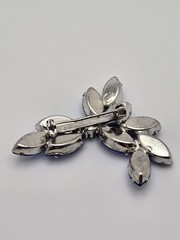 Beautiful Large Silver-Toned Brooch with Brilliant Blue Marquise Rhinestones