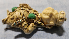Rare Brooch 3″ Rhinestone Laughing Smiling Budda Asian Pin Brooch Signed HAR