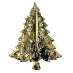 Vintage Rhinestone Gold Tone Christmas Tree Brooch with Matching Earrings