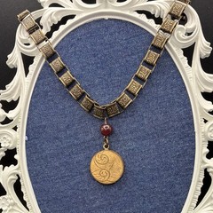 Vintage Rose Gold Locket, New Adjustable Book Chain Necklace of Antiqued Finish