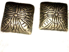 Artisan Metal Silver Earrings – Engraved – Post, 1 in square, Vintage