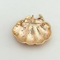 Ladies Orange Enamel Pumpkin Gold Tone Fall Autumn Brooch Pin Pendant