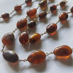 Vintage Bultic Amber Graduated Nuggets Wire Wrapped Necklace 24” 26g