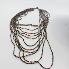 Boho Multi Strand Seed Bead Necklace & Bracelet Set Colorful Layering Festival