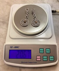Vintage JJJ Signed Circle Sterling Silver CZ Champagne Drop Dangle Earrings