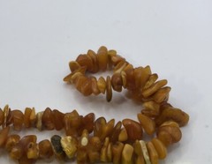 Vintage Rough Amber Chip Necklace 30” No Clasp Approx 1/2” Wide Boho